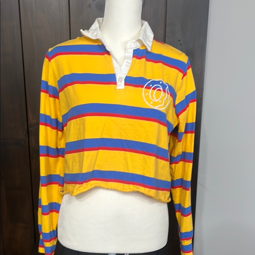 O'Neill Yellow and Blue Striped Crop Top